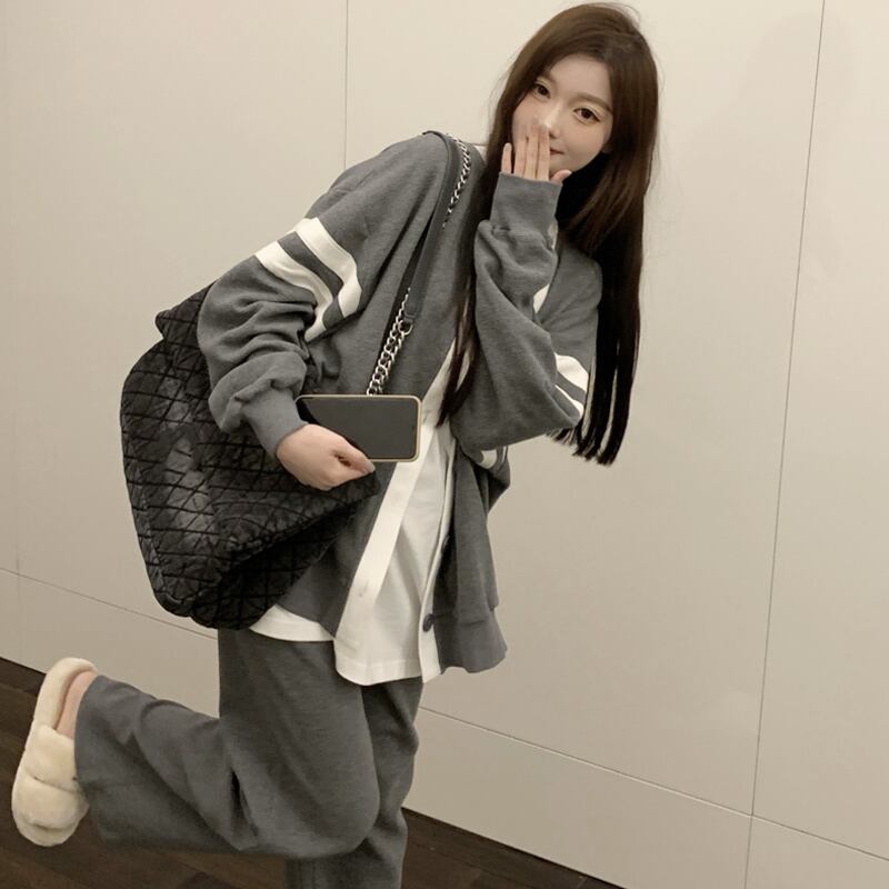 グレーセーター コート スプリングオータムルーズ 春物 秋物 スーパーモール77644043830