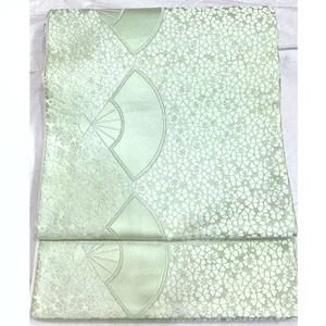 袋帯・正絹・扇・花・うす緑系地・No.200701-2008・梱包サイズ60