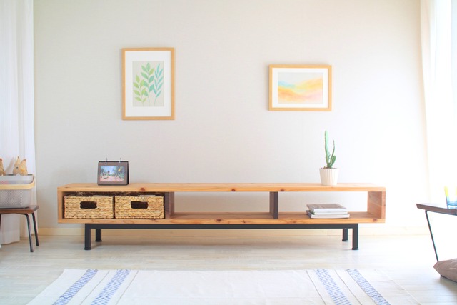無垢材×スチール脚 テレビボード｜収納なし［幅180cm］
