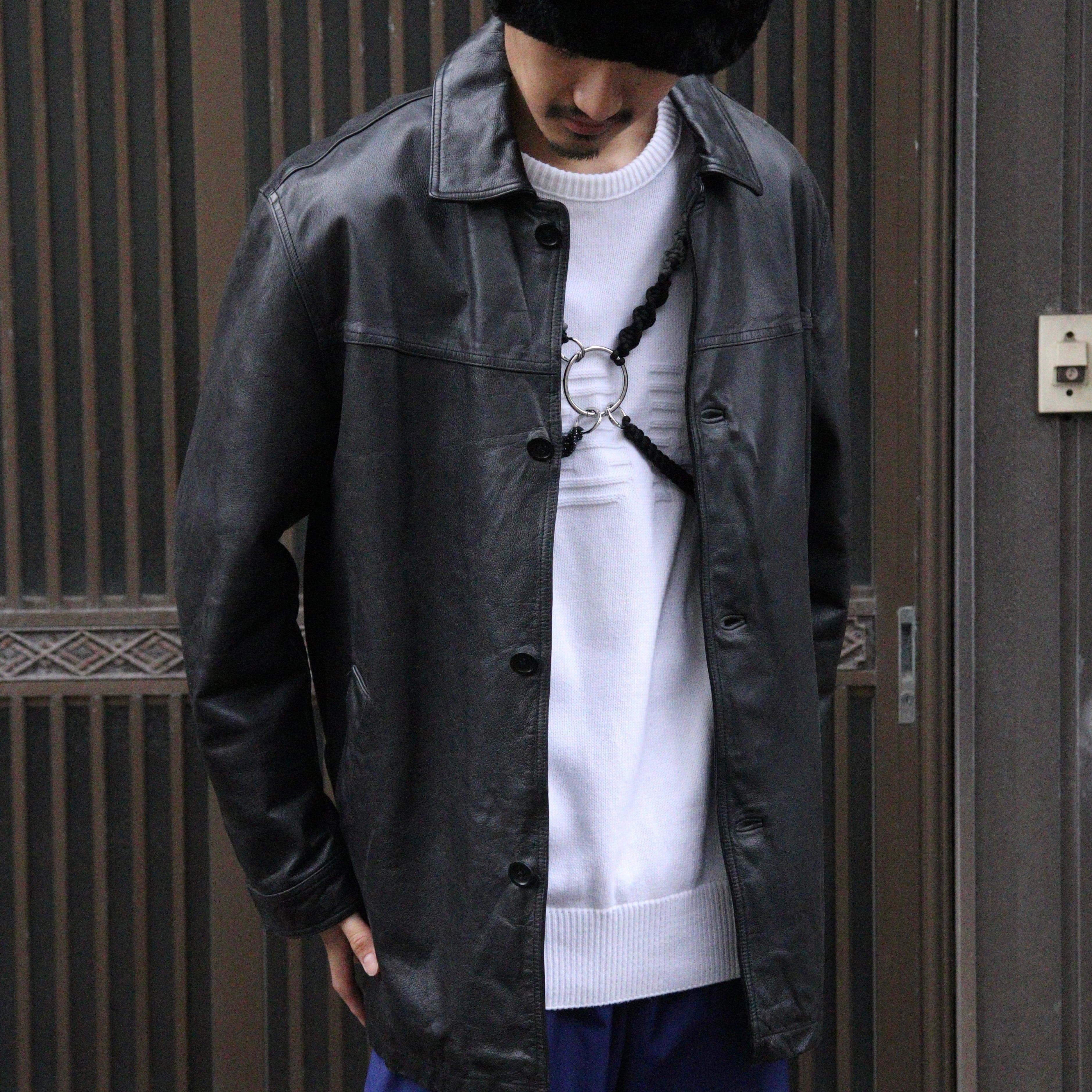 00's BANANA REPUBLIC leather car coat. | 古着屋十人十色