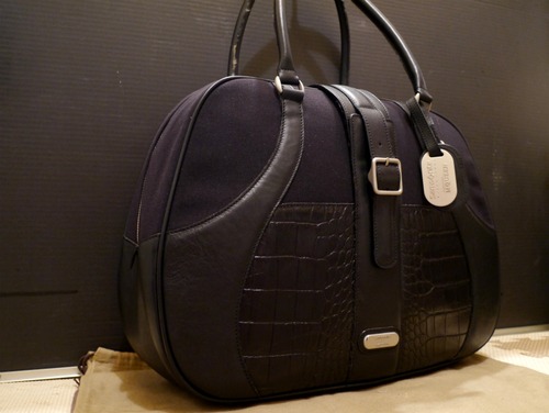 レア美品★AlexanderMcQUEEN x Samsonite アレキサンダーマックイーンxサムソナイト PC収納付 型押レザー切替 ショルダー トート バッグ 黒