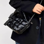 Puffer Crossbody Bag with Chain Handle, Premium Texture (ME263)