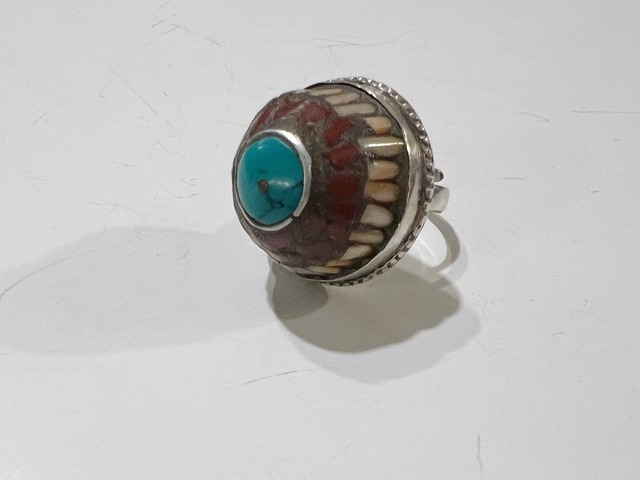 【サイズ調節可能】Vintage Afghanistan × 925 silver × stone ring ( ヴィンテージ アフガニスタン シルバー × ストーン リング )