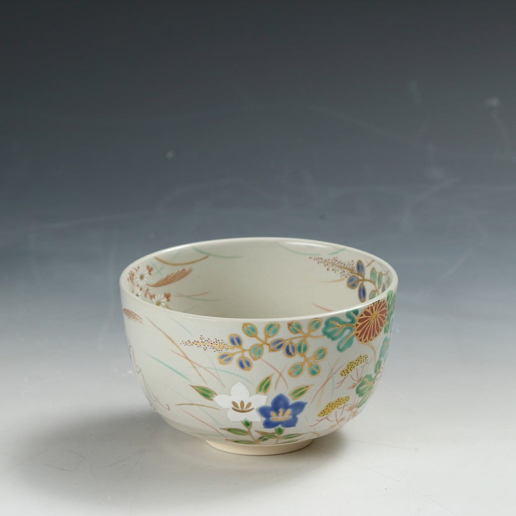 手塚祥堂｜TEZUKA Shodo(京都, 1934- ) 清水焼 色絵 草花文 秋草絵