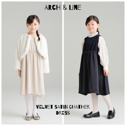 【 即納 】 ARCH&LINE VELVET SATIN GATHER DRESS 秋冬 新作