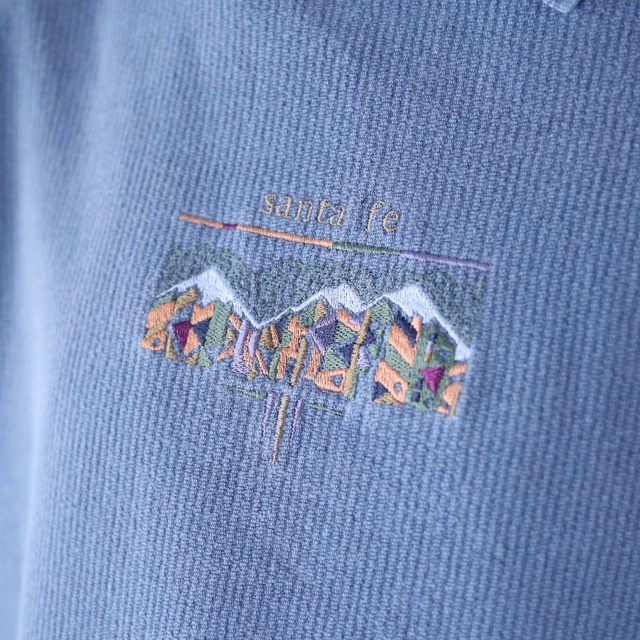 "刺繍" one point design good blue over silhouette pullover