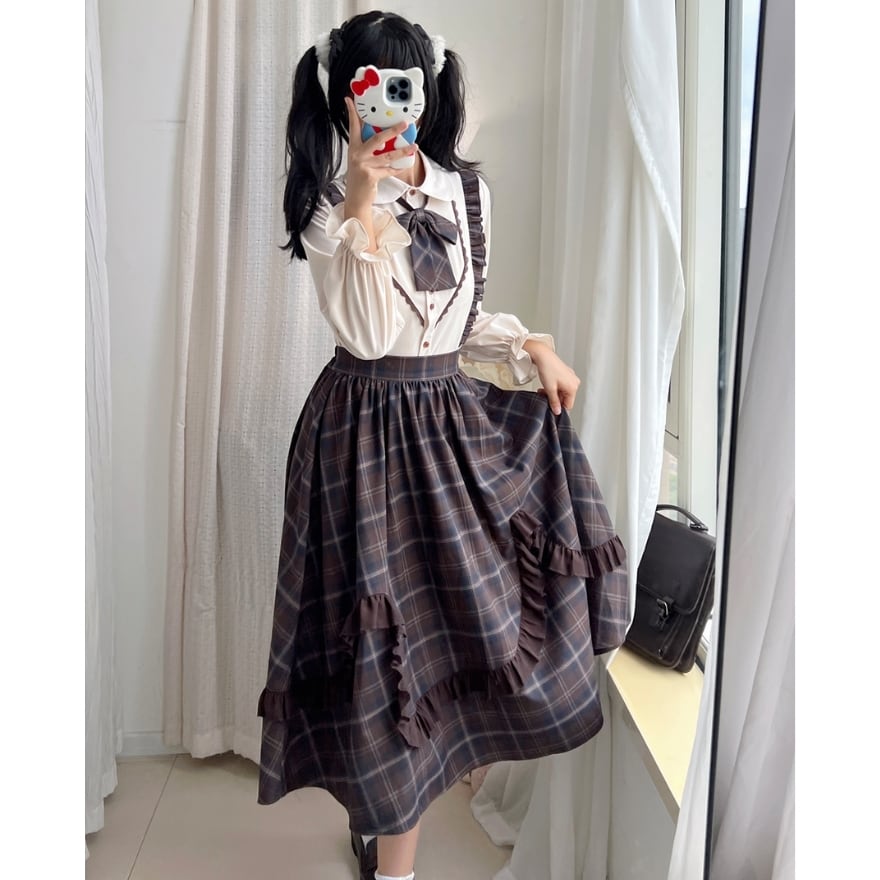 主役はレトロ可愛い私|英国風チェックが可憐に揺れる「クラシカルジャンパースカート×ブラウスセット」