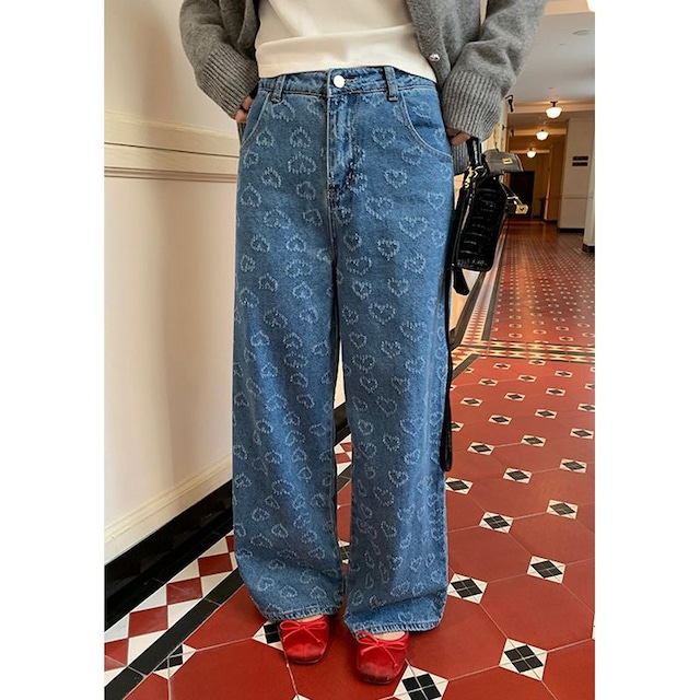 Heart denim pants　a00537