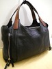 レア◆CELINE セリーヌ サイドジップデザイン 大容量 レザー トートハンド バッグ 黒茶◆ ジップ開閉で容量を変えられる使い勝手抜群トート