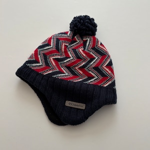 -USED- COLUMBIA POMPOM BEANIE -NAVY,RED- [ONE SIZE]