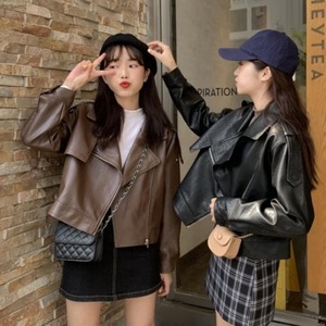 【送料無料】レザージャケット ライダースジャケット アウター 羽織 ショート丈 長袖 無地 ゆったり きれいめ 甘辛 上品 きれいめ クール シック シンプル お出かけ デート 通勤 普段使い デイリー 着回し OT-363IU