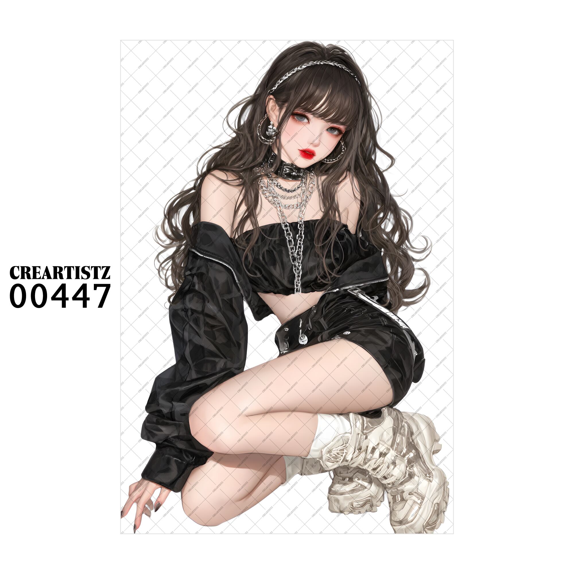 00447 ガール キュート オリジナル ペーパー/ステッカー 4枚セット CREARTISTZ