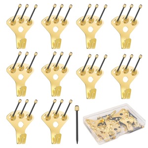 【努力特価】girldate 壁掛けフック（10個入り）釘付き 安全荷重34kg 多機能フック 石膏ボード 壁傷付けない 錆びにくい 落下防止 絵画 額縁 時計 服掛け用（ゴールド）