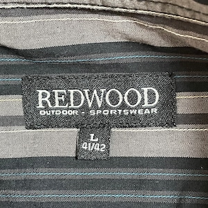 【REDWOOD】ストライプシャツ マルチストライプ マルチカラー 長袖シャツ カジュアルシャツ コットン 柄シャツ L ビッグサイズ 春物 US古着