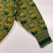 90s ビンテージ Christian Dior クリスチャンディオール 総柄 ウールニットセーター サイズ M /オールド/グリーン系×イエロー系