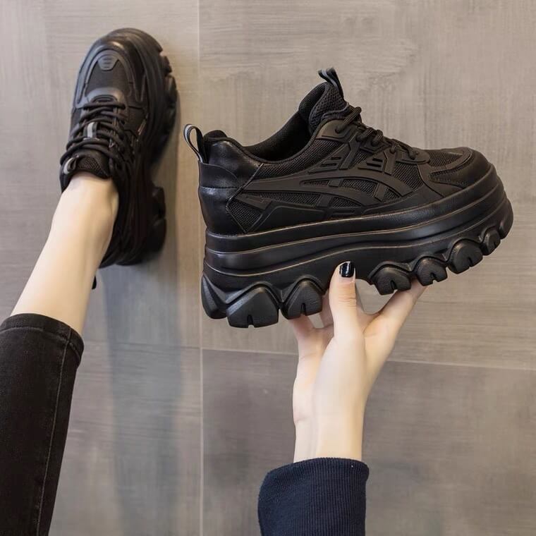 韓国風プラットフォームボリュームソールスニーカー9cm全2色