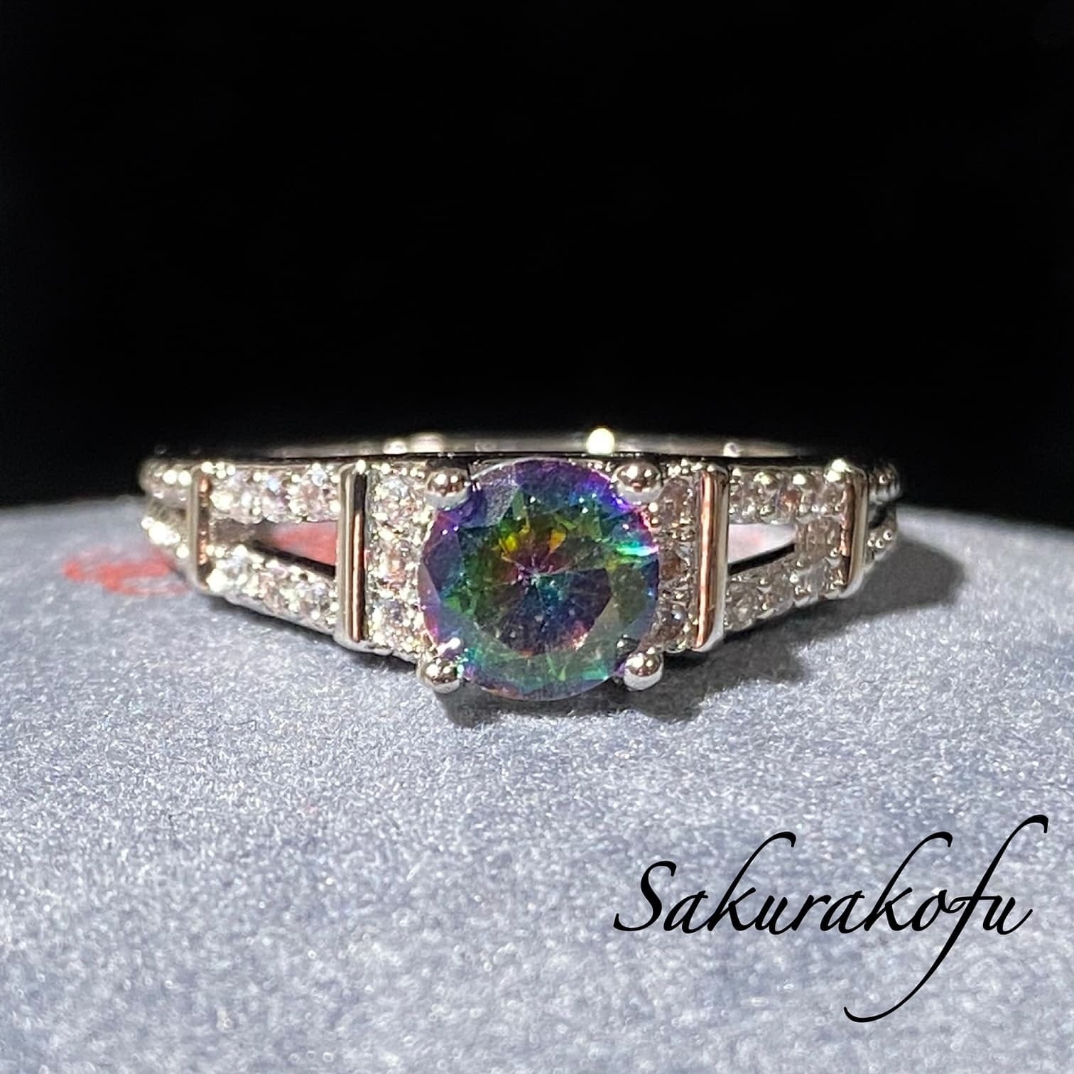 D081 即納☆送料無料 人気デザイン レインボートパーズ キュービックジルコニア スタイリッシュ レディース 指輪 リング