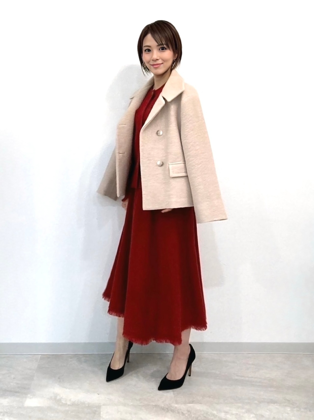 ウール混ショート丈コート