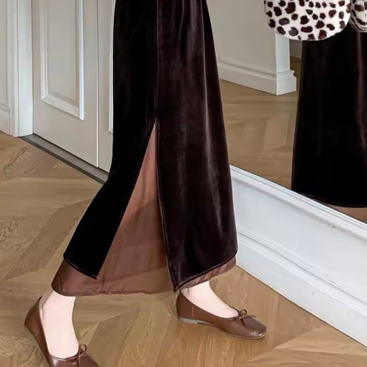 velor slit long skirt