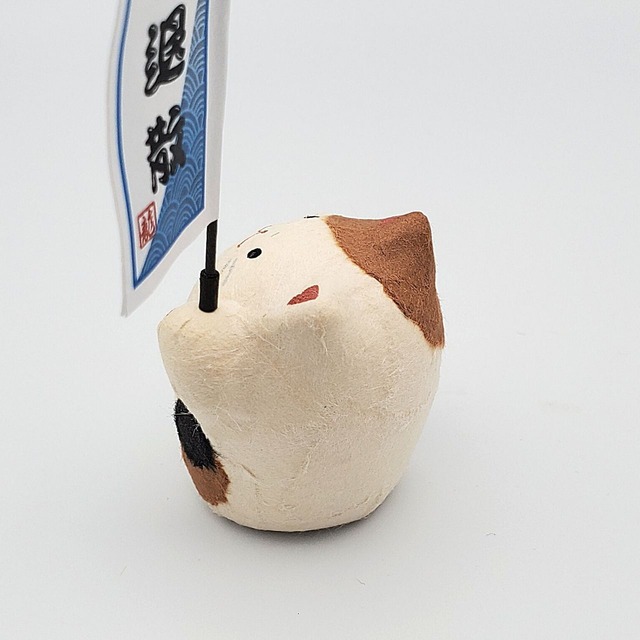ちぎり和紙の招き猫　あまびえと一緒