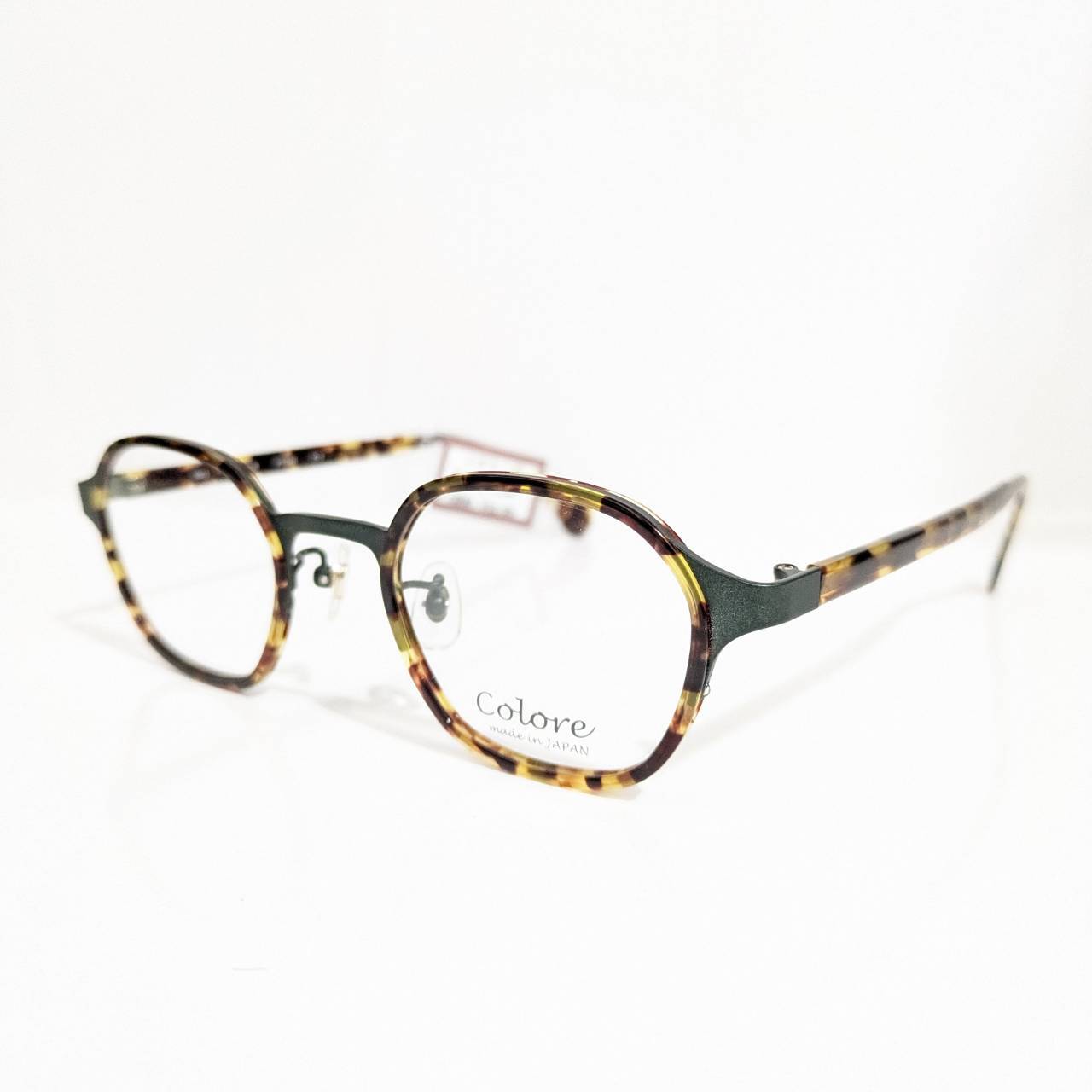 【Colore】多角形メタルフレーム 巻きセル ダークグリーン