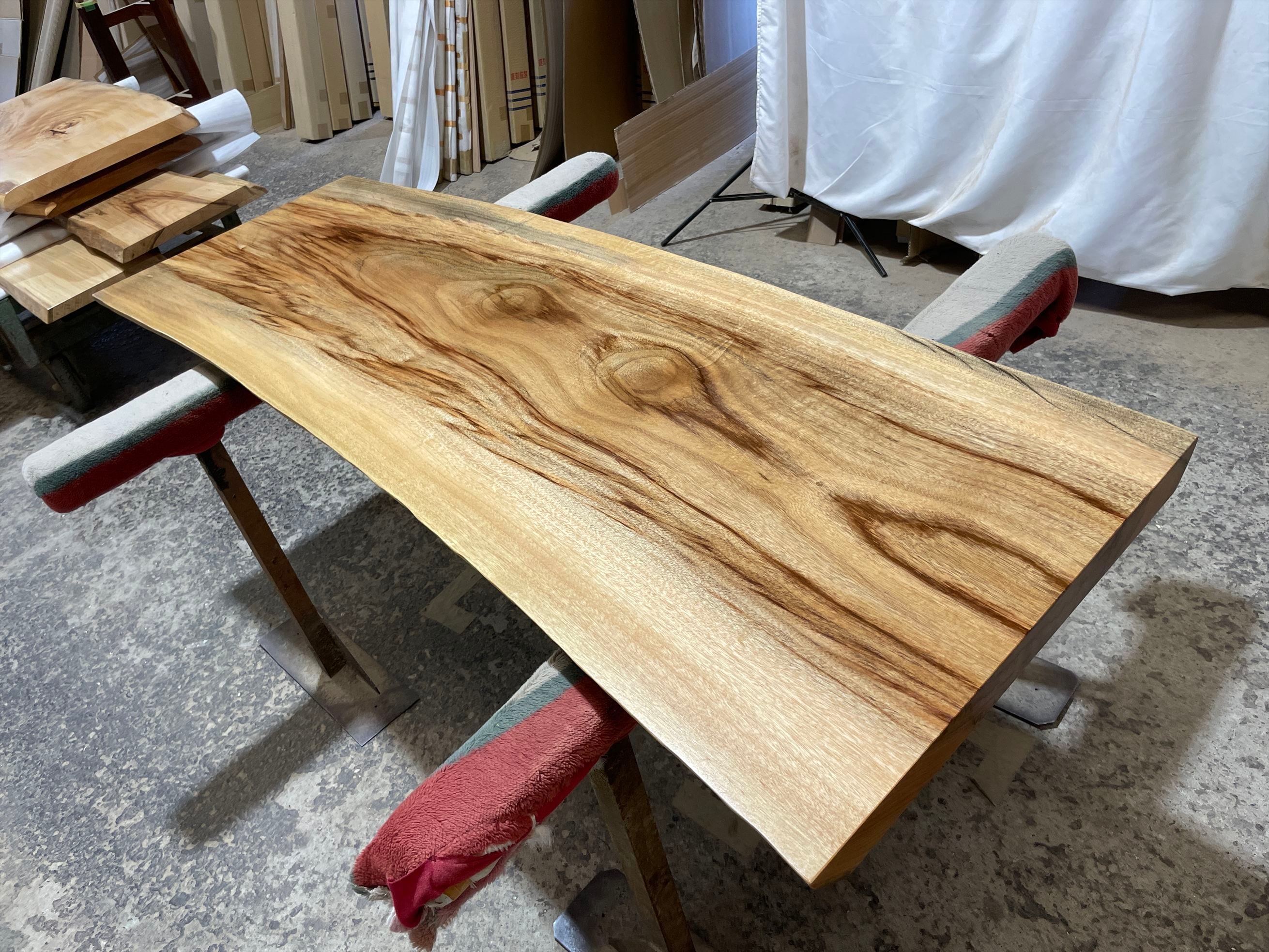 クス9577 楠 一枚板無垢材 1640x520-460x46mm ダイニングテーブル ロー