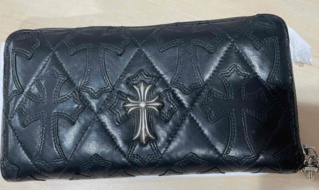 (追加料金):CHROME HEARTS クロムハーツ スモール CHクロス レックウォレット ラウンドファスナー 財布