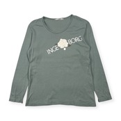 INGEBORG インゲボルグ バラ デザイン 長袖 Tシャツ カットソー /くすみブルー レディース
