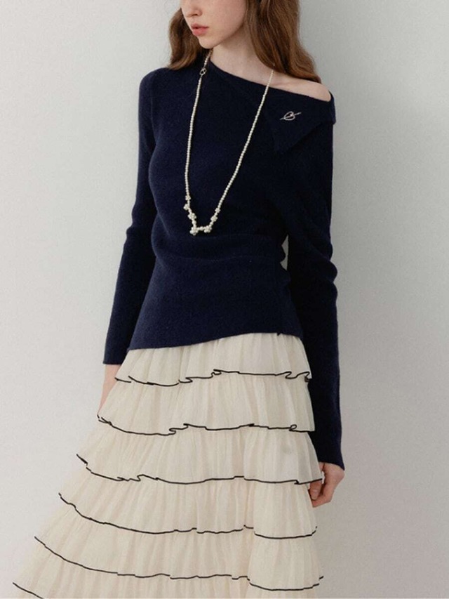 2colors ：：Asymmetric Knit Top