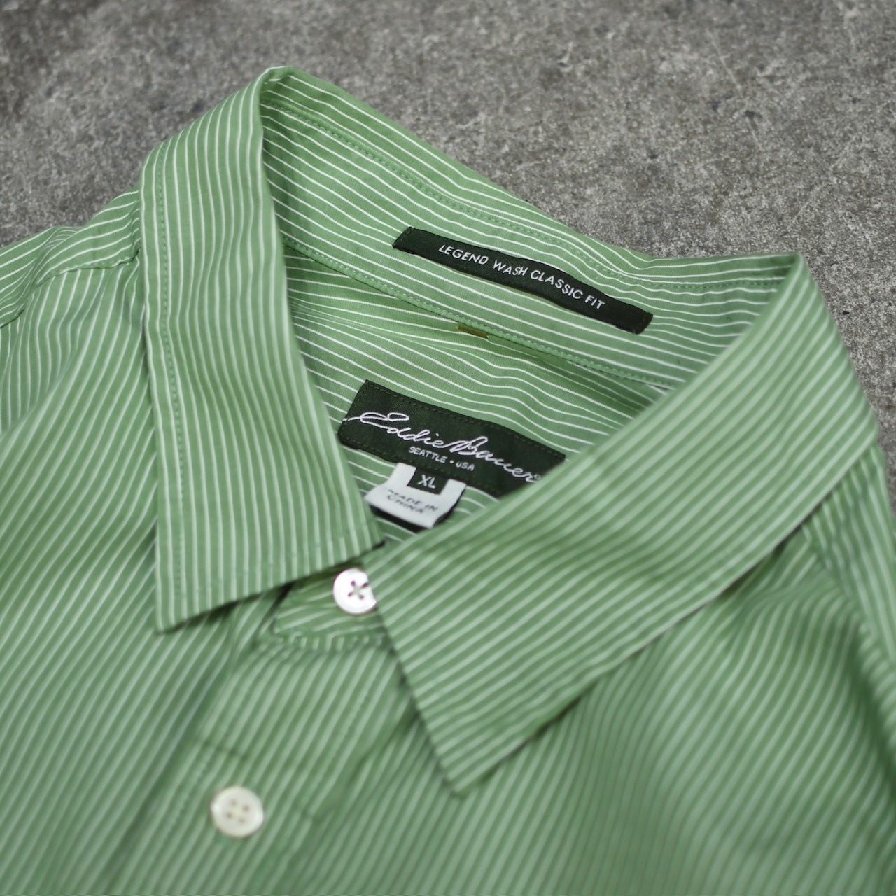 Eddie Bauer stripe shirt light green