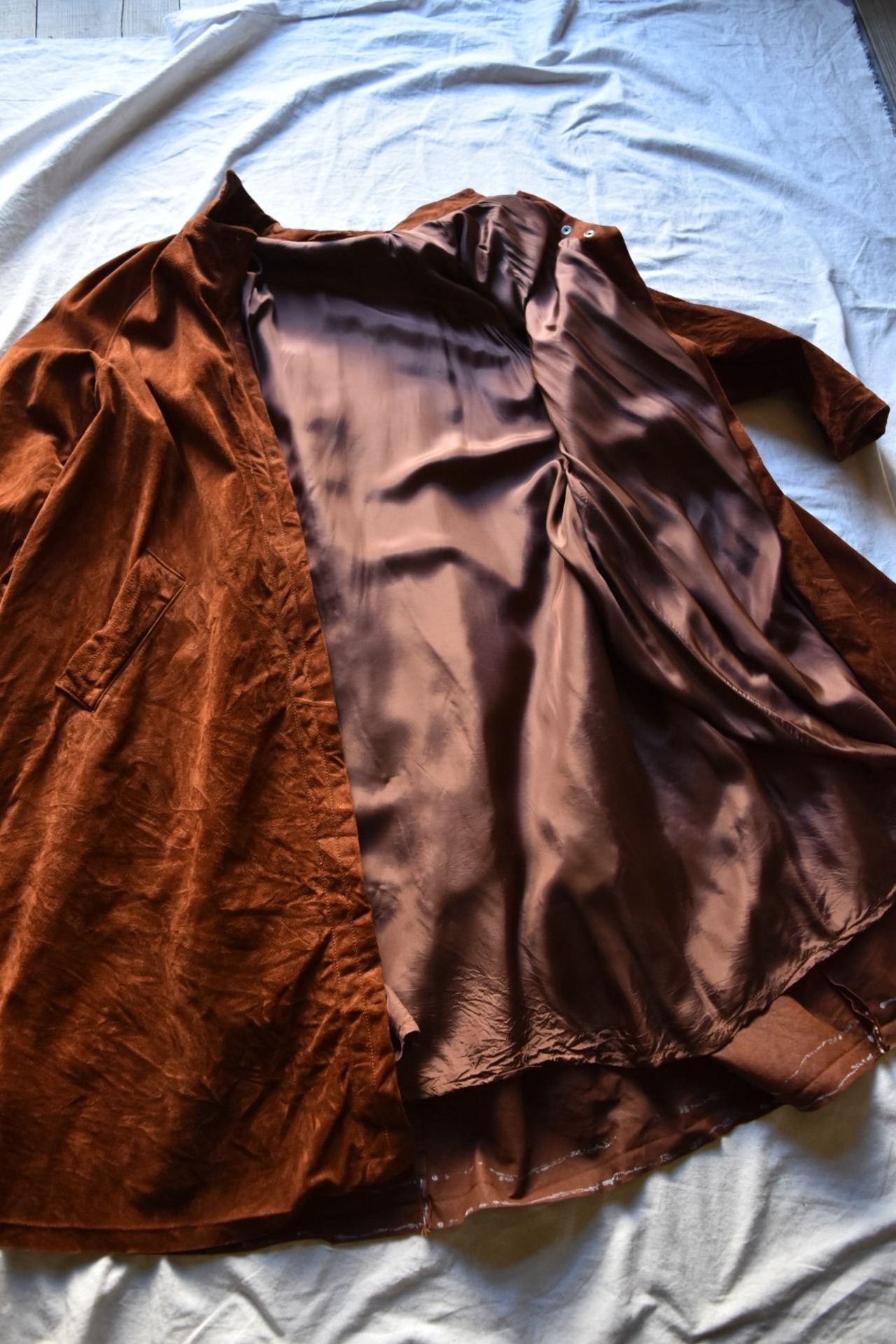 Long Suede Leather Coat