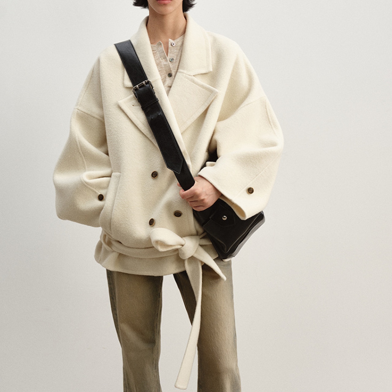 Oversized Wool Belted Jacket T3676