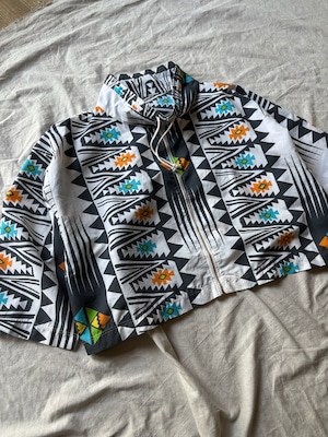 Geometric Pattern Zip Up Jacket