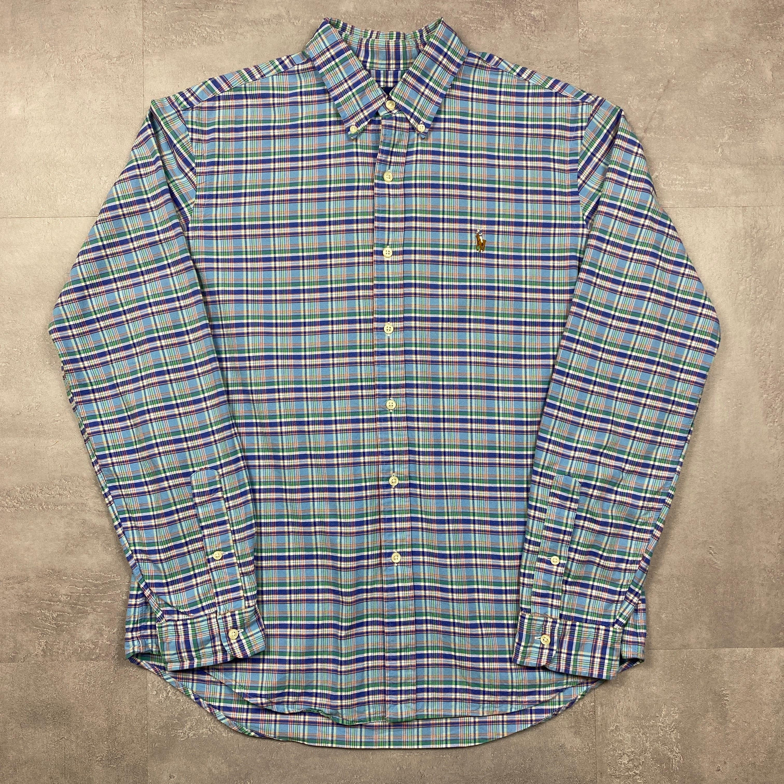 《L》 Ralph Lauren ラルフローレン ボタンダウンシャツ チェック ブルー No.4192