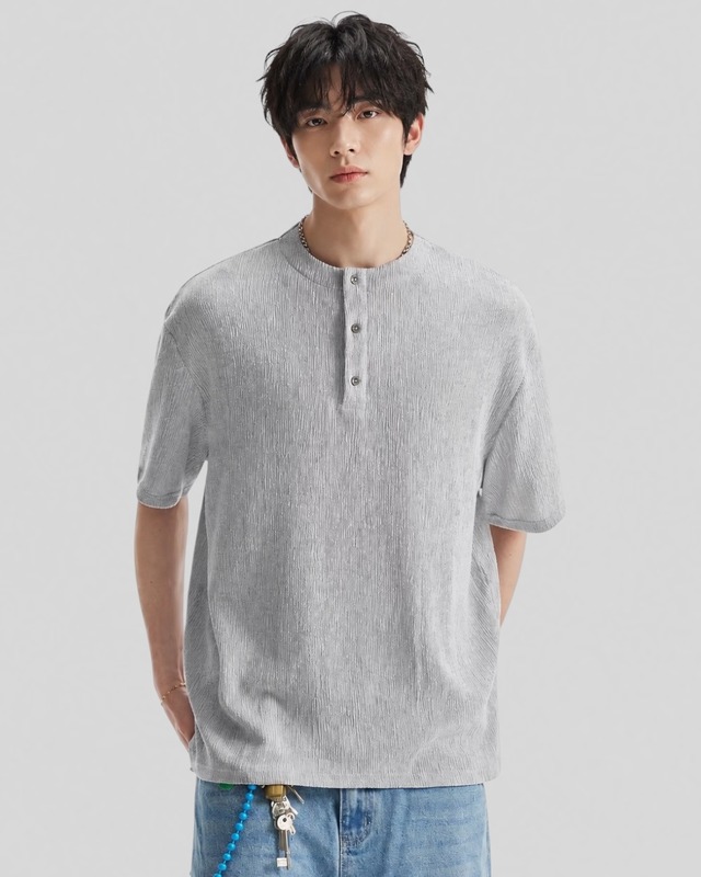 Crinkle Henley Tee（85％/40％）