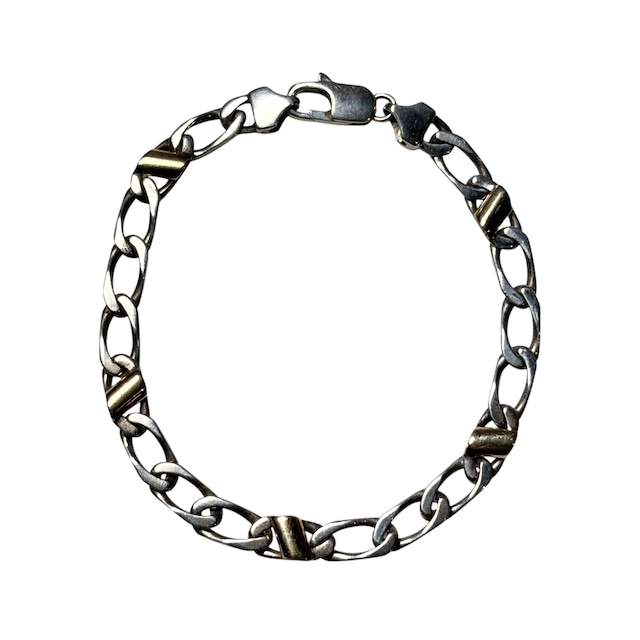 vintage TIFFANY silver × k18 gold flat link chain bracelet
