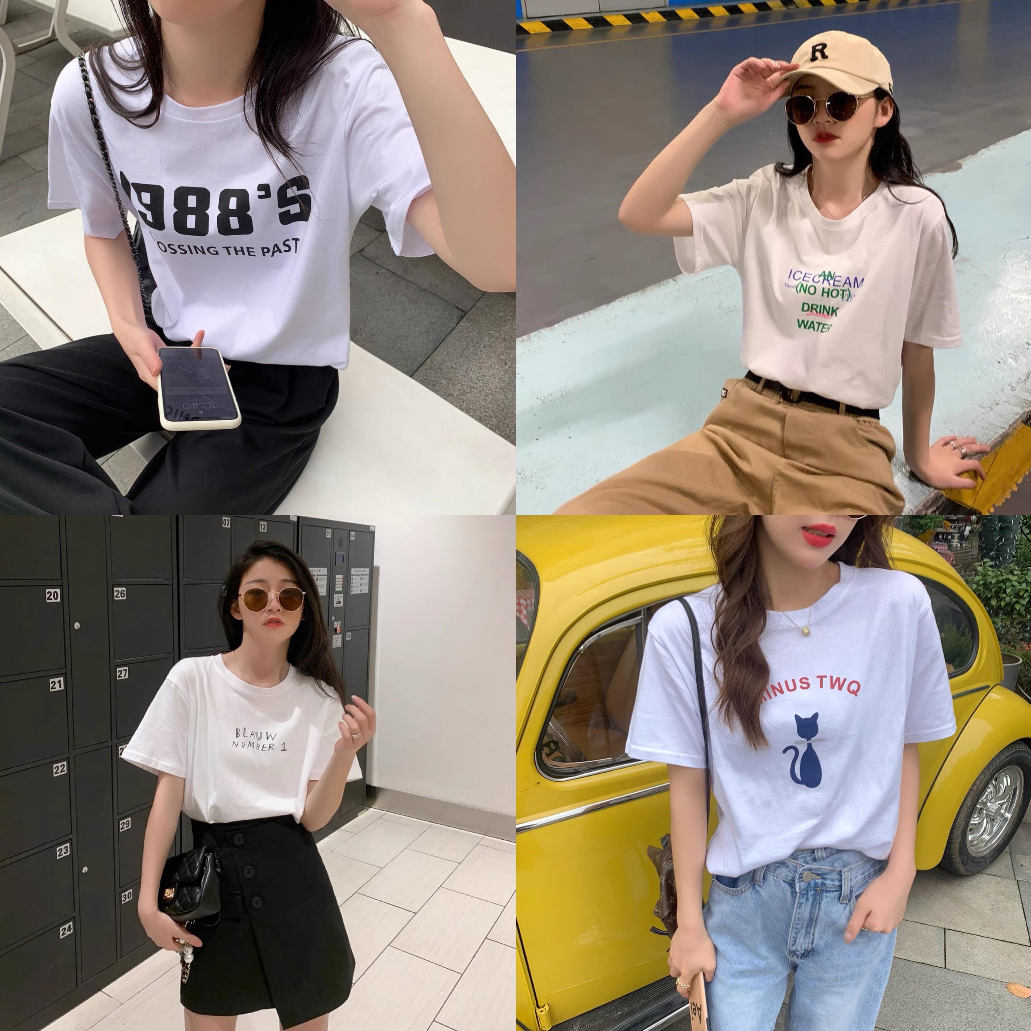 スプリングサマールーズTシャツ プリントレッドトップス 春物 夏物 6Du_Shop_Women41047607229