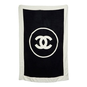 シャネル ココマーク - バスタオル ビーチタオル ホワイト ブラック コットン パイル レディース CHANEL 【中古】