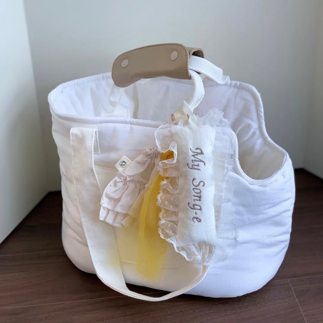 受注制作【settusettu】Square Name tag  /  white ver 〔お名前刺繍〕