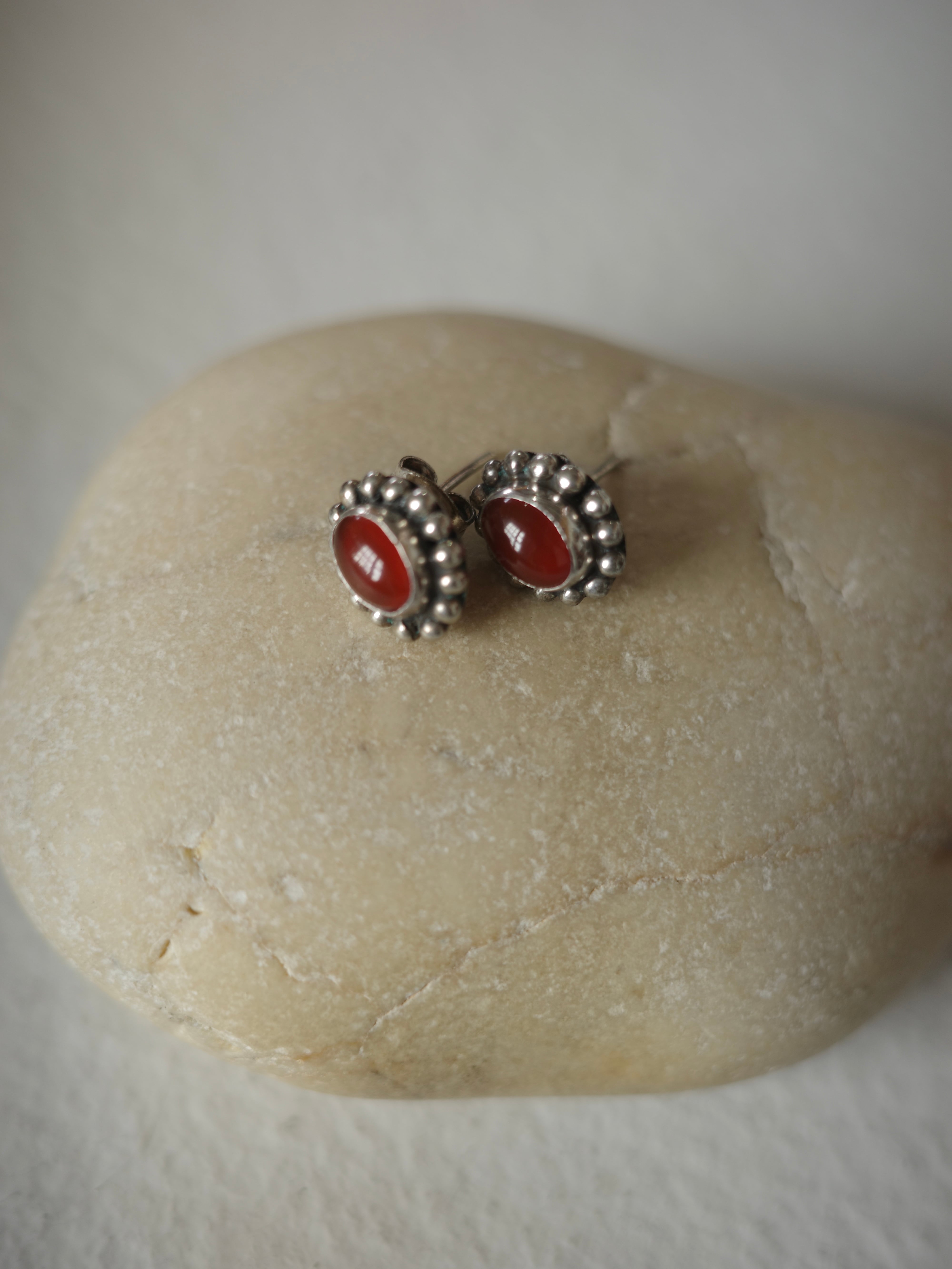 <vintage silver925>carnelian mini pierce