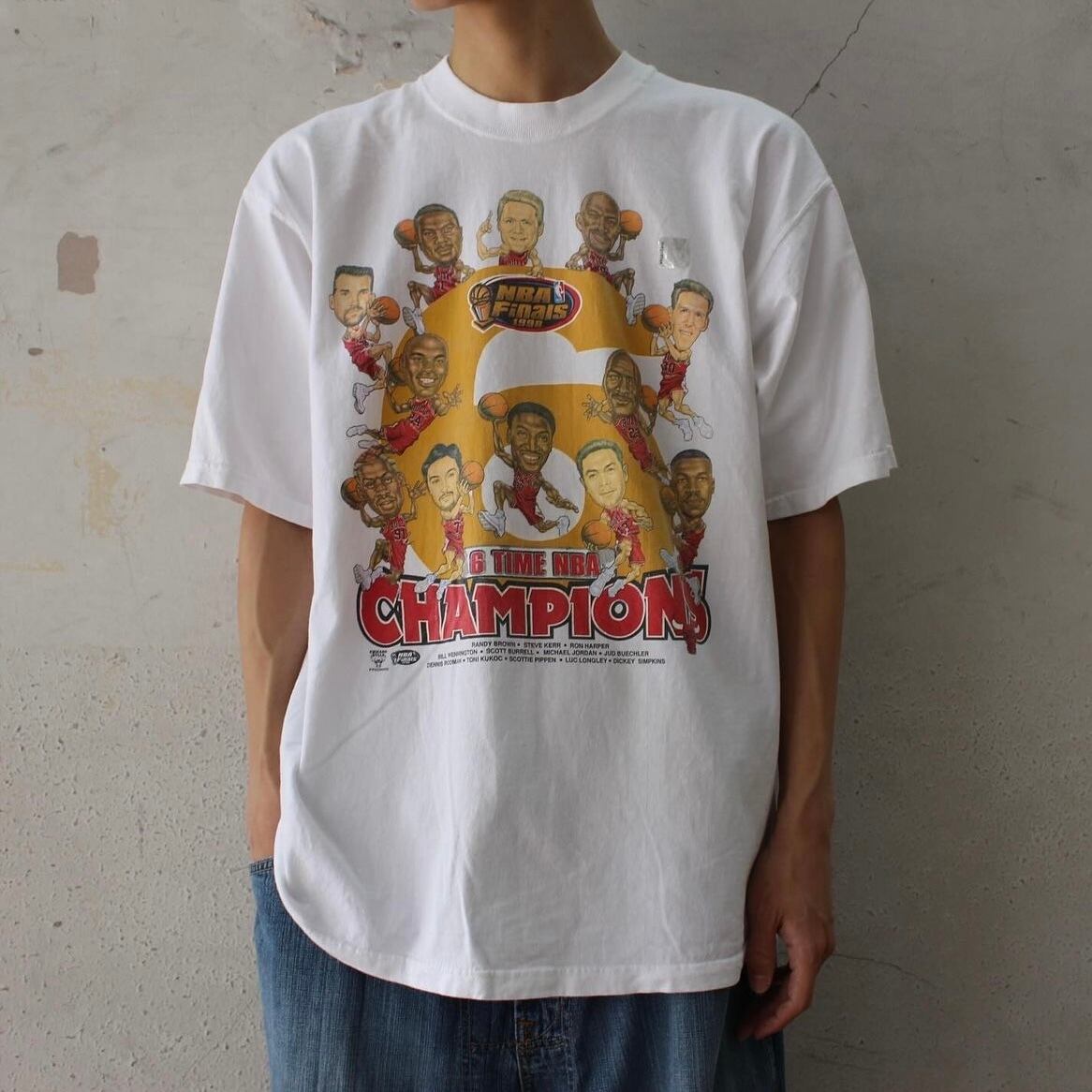 NBA みじか Tシャツ】1998 チャンピオン カリカチュア シカゴブルズ 