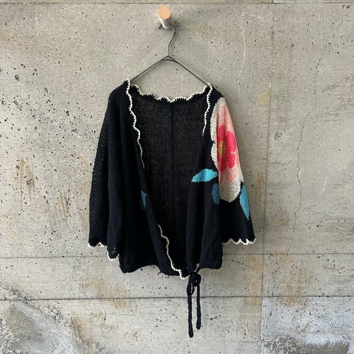 Flower pattern cache-coeur knit cardigan