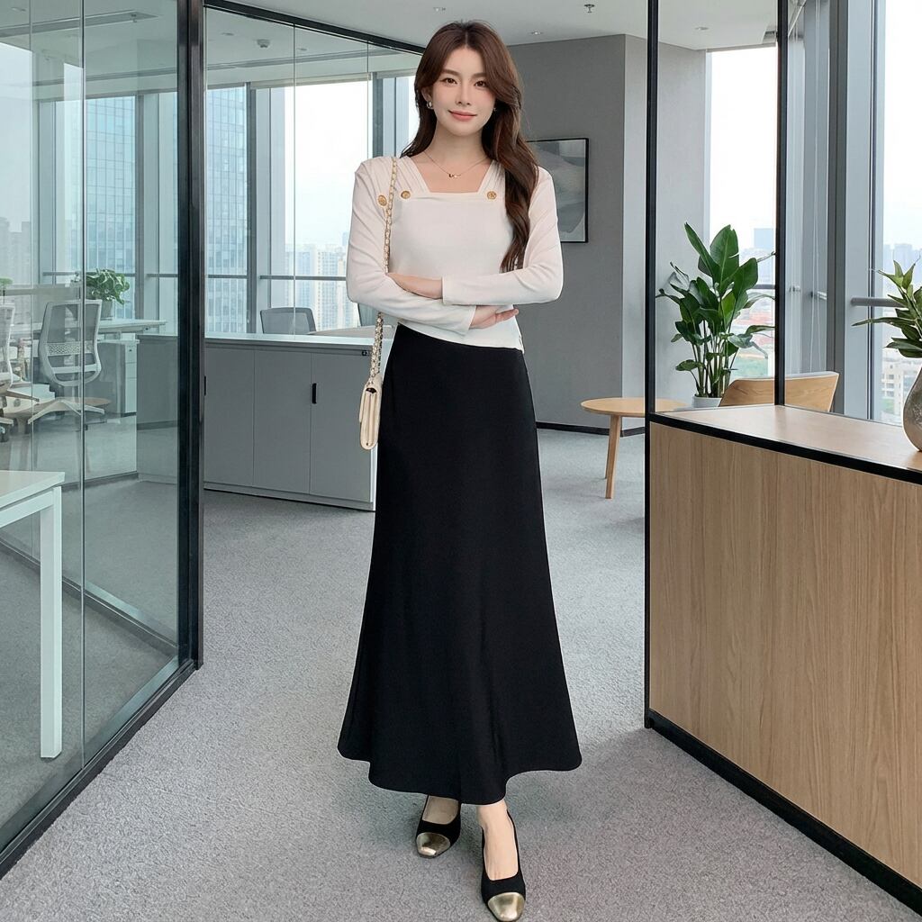 ソフトドレープロングスカート A1190