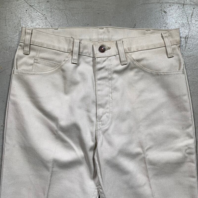 70's Levi's 517-1822 リーバイス STA－PREST スタプレ ブーツカットパンツ カツラギ コットンポリ ライトベージュ  42TALON 実寸W33 USA製 希少 ヴィンテージ BA-1594 RM2013H | agito vintage powered by BASE