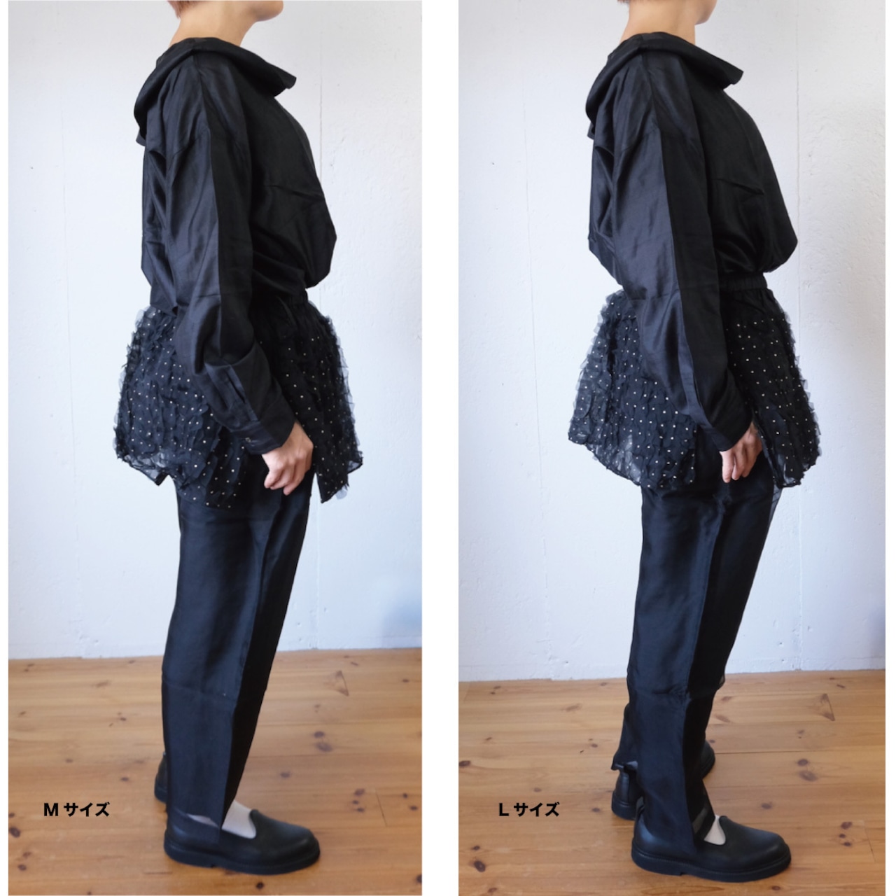 BUNON(ブノン) Khadi Silk Organdy & Embroidery Frap Pants  カディシルク+オーガンジー刺繍 フラップ付きパンツ
