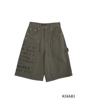 レタリングコットンハーフパンツ (KHAKI)　CQ-47090