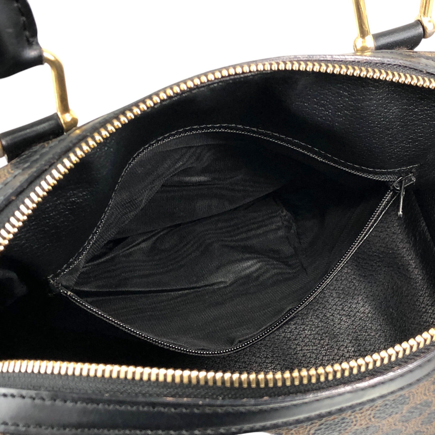 CELINE セリーヌ マカダム ハンドバッグ ブラック PVC レザー 2way