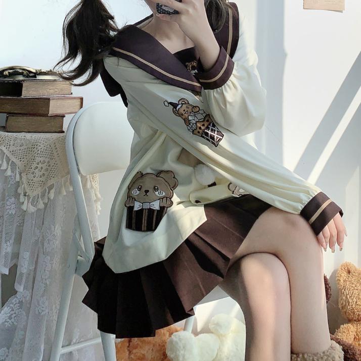 ゆめかわ♡選べる袖丈♪ クマさんセーラー服 seifuku29 | ゆめかわガール