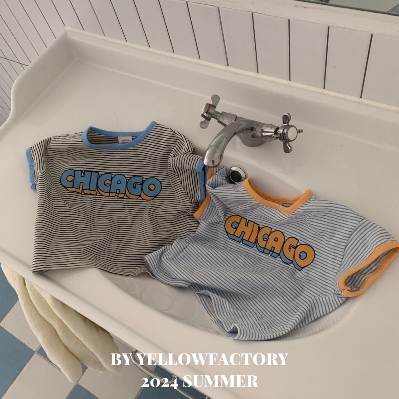 【 yellow factory】CHICAGO Tシャツ 80〜120cm ブルー 240707 - 3