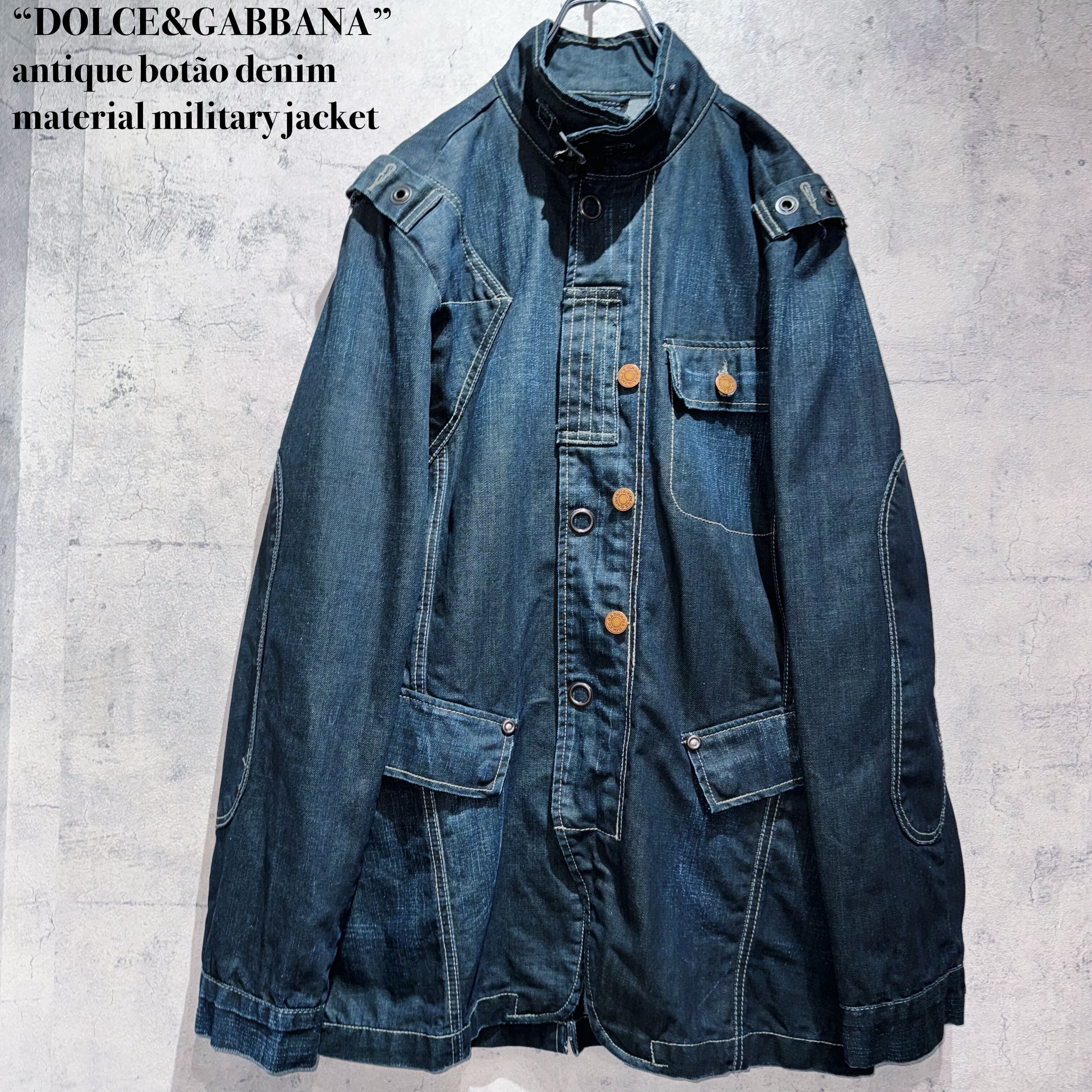“DOLCE&GABBANA”antique botão denim material military jacket